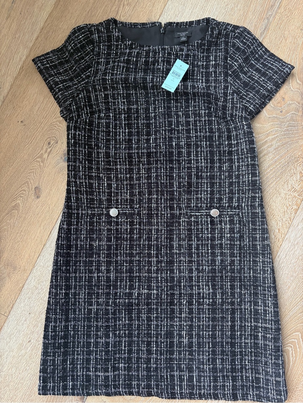 Ann Taylor Factory Black and White Tweed Shift Dress
